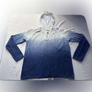 Caribbean Joe White-Blue Ombré Cotton Crochet Top